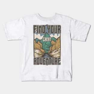 Find your great adventure,  Camping partners for life, camping mountains Kids T-Shirt